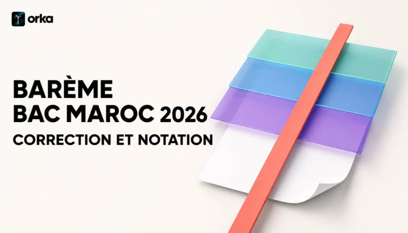 Illustration abstraite pour l'article « Barème Bac Maroc 2026 : Correction et Notation » — a minimal warning and checkmark accent.