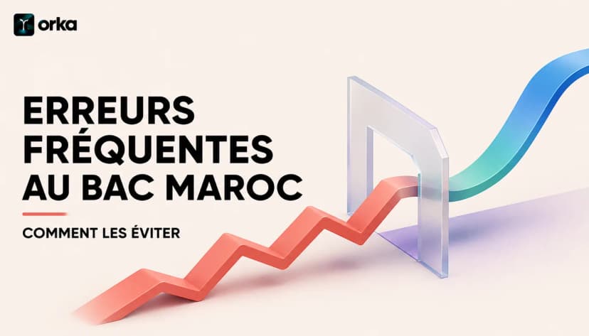 Illustration abstraite pour l'article « Erreurs Fréquentes au Bac Maroc : Comment les Éviter » — a minimal warning and checkmark accent.