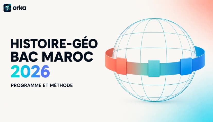 Illustration abstraite pour l'article « Histoire-Géo Bac Maroc 2026 : Programme et Méthode » — a single abstract shape symbolizing progress.